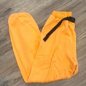 John Elliott Vibrant Orange Sweatpants with Black Belt